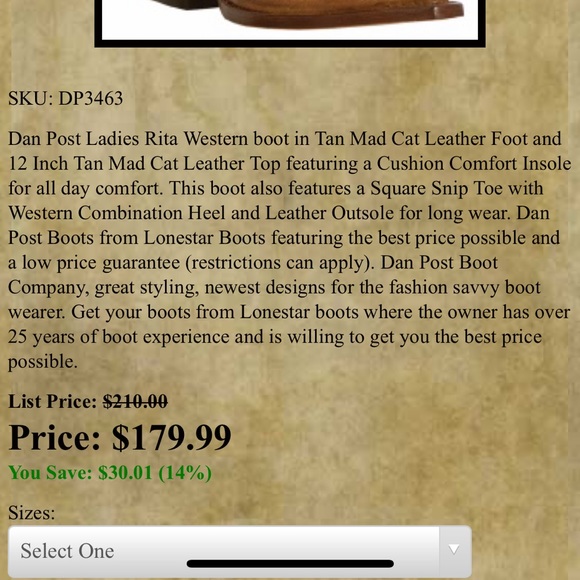 Dan Post Ladies Rita Collection Boot - Size 7 - Picture 8 of 8